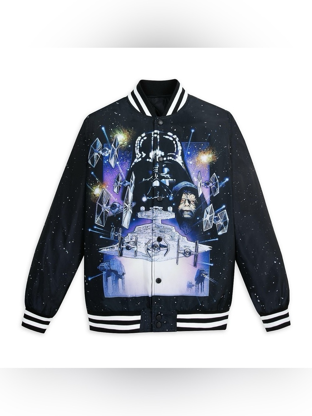 Star Wars Black and White Striped Collar Bomber Puffer Jacket